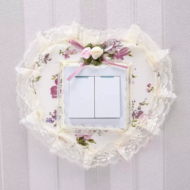 Switch Sticker Dust Cover Fabric Frame for Wall Switches, Floral Lace, Multiple Sizes