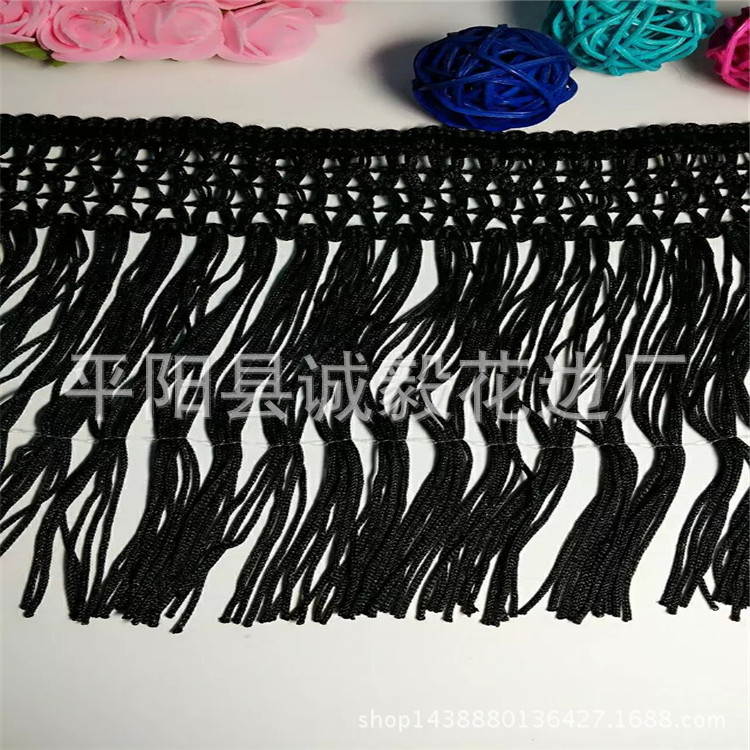 多款棉线流苏花边厂家直供 本白色棉纱机织排须抱枕服装辅料批发