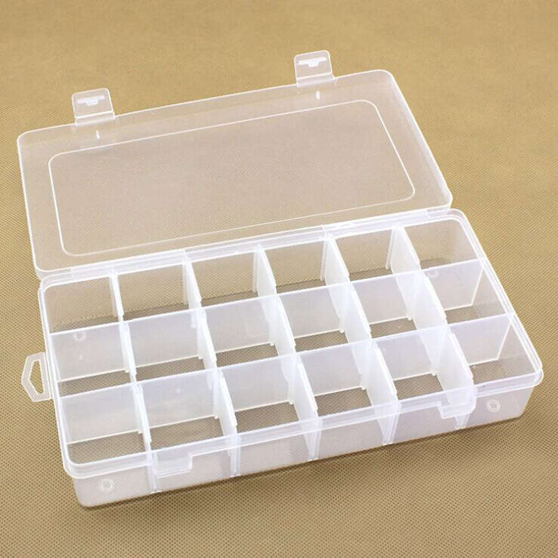 透明环保收纳盒18格有盖塑料盒首饰收纳储物盒桌面分类拼豆盒批发