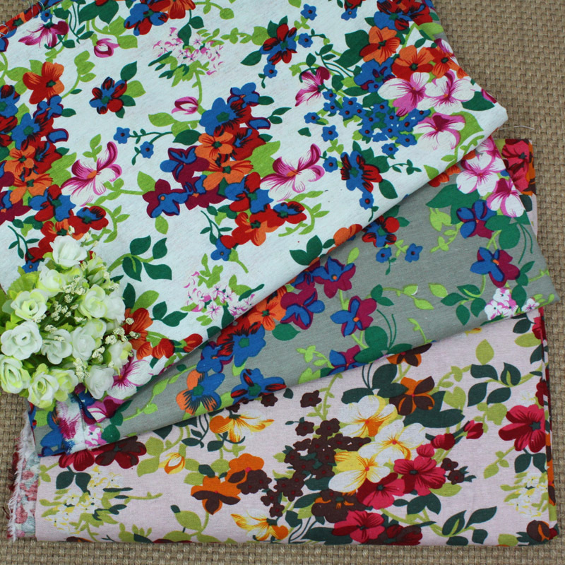 杜鹃花汉服衬衫棉麻布 DIY布料 棉麻坐垫沙发桌拼布料批发