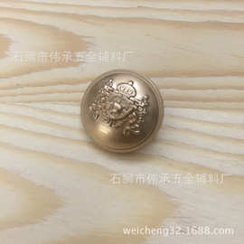 2015新款英伦女装金属纽扣皇冠图案凸花雾金手缝扣圆形大衣扣掀扣
