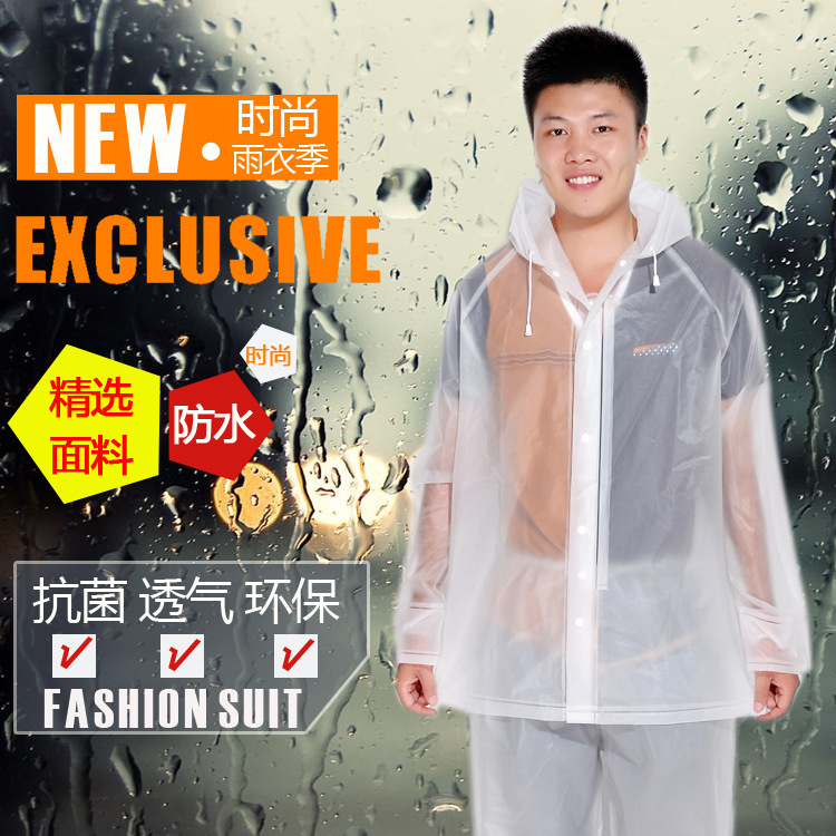 Korean Fashion Transparent Split Raincoat Rain Pants Set Adult Men and Women Couple Outdoor Large Size Fatty Waterproof Clothes and Pants