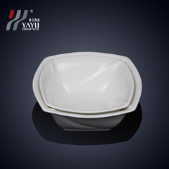 T-蛋 風度四方碗此餐廳酒樓中式湯碗早餐碗宴會 純白簡約