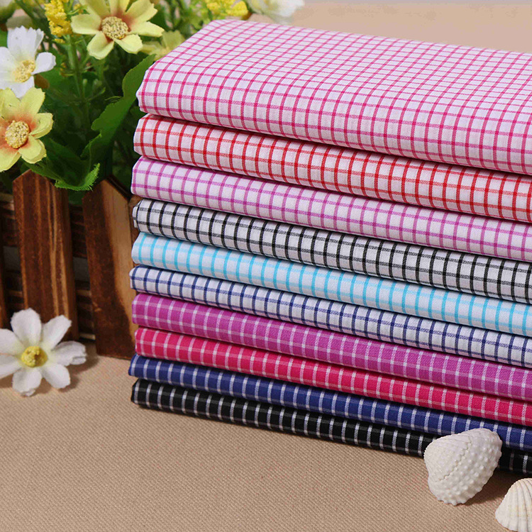 棉锦弹力色织衬衫面料 春夏时尚亲肤格子布 休闲男女装上衣面料