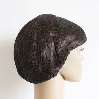 Women's Short Hair Net Cap, Full Head Net Cover, Black, Soft and Delicate Hair Net for Sleeping, Prevents Hair Loss