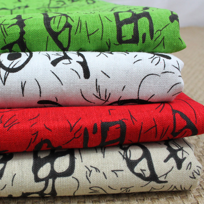 厂家直销民族风亚麻布 汉服和服甲骨文棉麻布料 服装窗帘亚麻面料