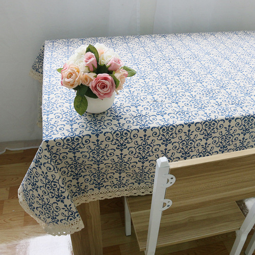 Yimanqiyun retro blue and white porcelain Chinese classical cotton and linen tablecloth small wholesale wholesale art manufacturer direct supply