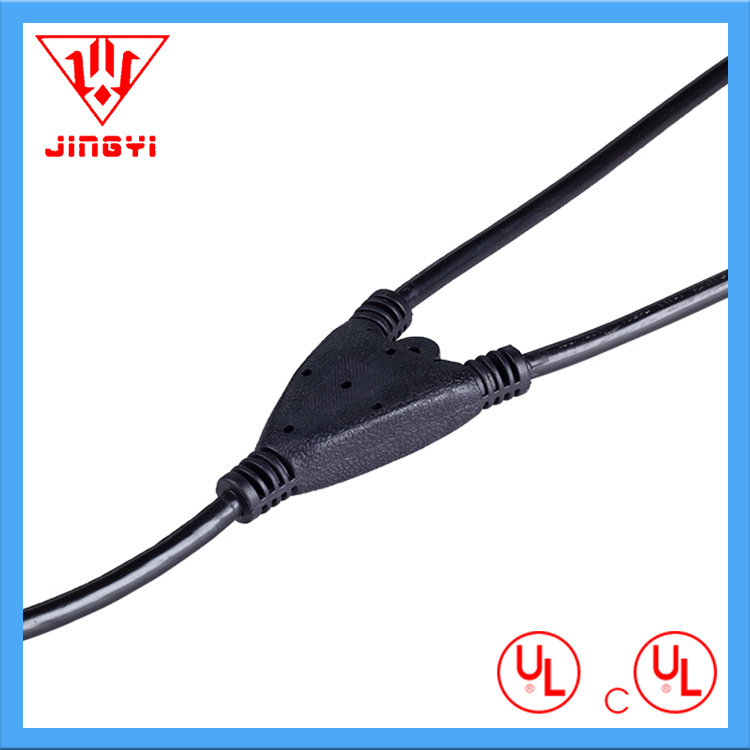 三芯美规电源线 JY-3T三通连接器 电器通用PVC连接线
