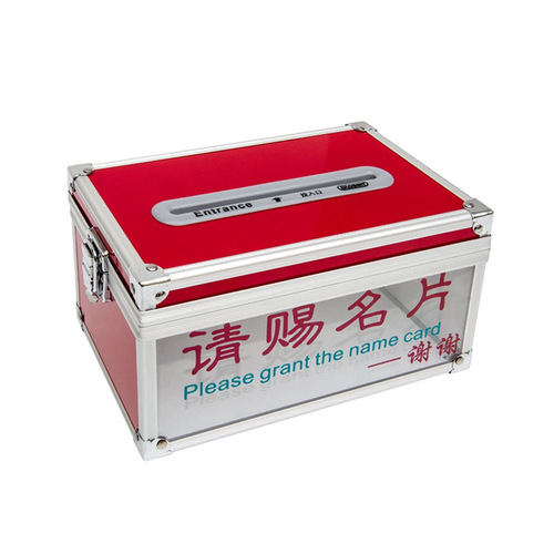 Jinlongxing Business Card Holder Aluminum Alloy Business Card Box Large Capacity Business Card Holder Event Exhibition Business Card Storage Box