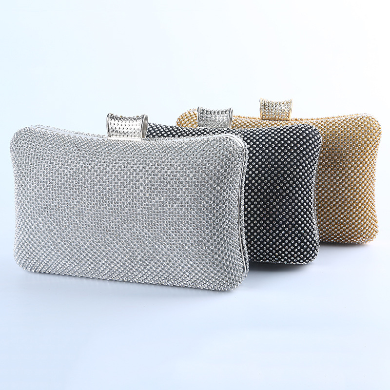 Bolso de noche transfronterizo directo de fábrica Embrague de noche clásico incrustado en diamantes Bolso de diamantes de imitación hecho a mano europeo y americano bolso de vestir Socialite