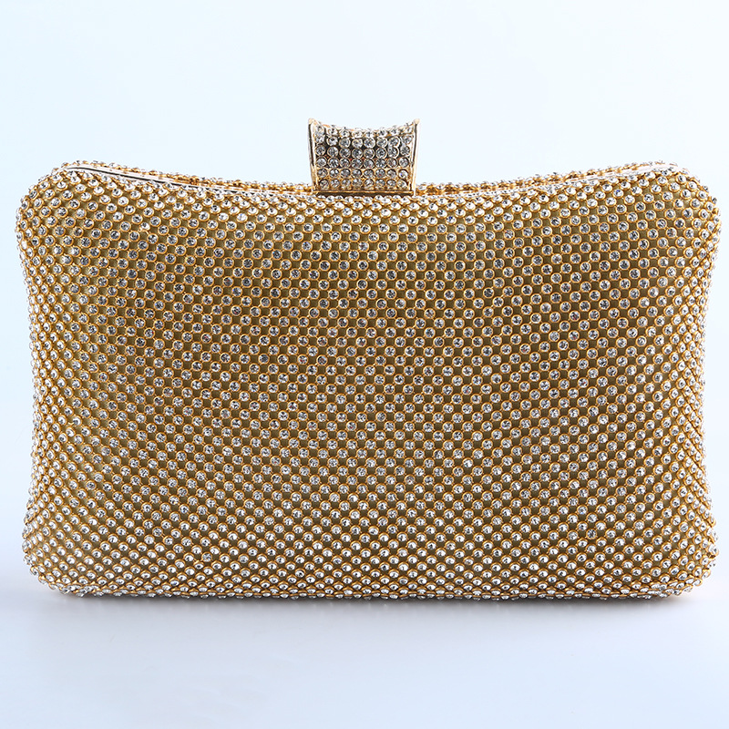 Bolso de noche transfronterizo directo de fábrica Embrague de noche clásico incrustado en diamantes Bolso de diamantes de imitación hecho a mano europeo y americano bolso de vestir Socialite