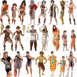 Хэллоуинская одежда Cos исполняет одежду, взрослые мужчины и женщины, коренные народы, индийский леопардовый дикая одежда