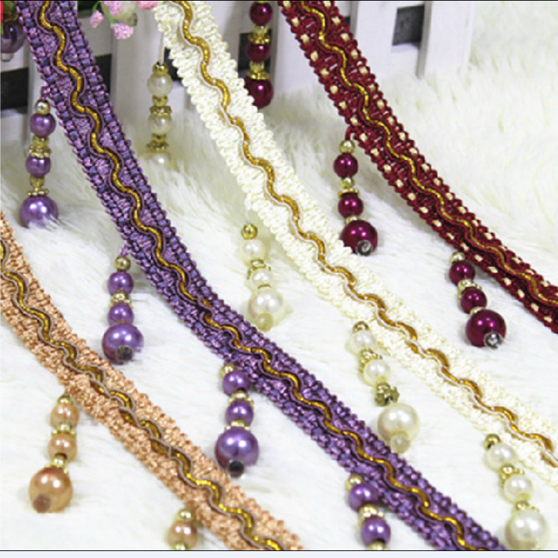 益中厂家直销13厘米窗帘串珠子花边可以来样品做量大优惠