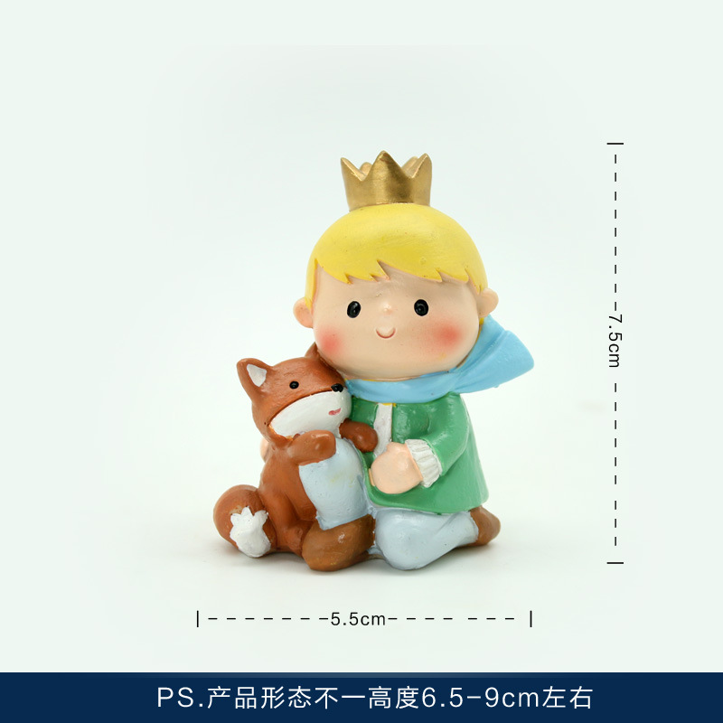 Nanyuan Chuanfang creativo resina de dibujos animados pequeño Príncipe cumpleaños hornear artesanía micro paisaje suculento flor olla adornos