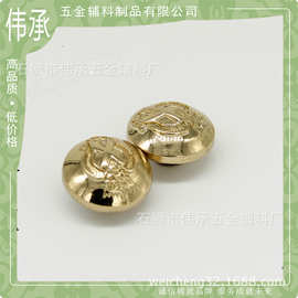 辅料金属新款纽扣角钉 精雕合金浅金色麦穗提花纹撞钉 10mm脚钉扣