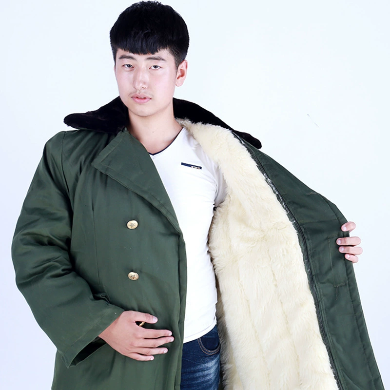 Demi-season long coat, old-fashioned warm down jacket