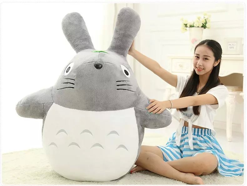 Peluche de gato gris, juguete de peluche grande, almohada de peluche, regalo de cumpleaños para niñas