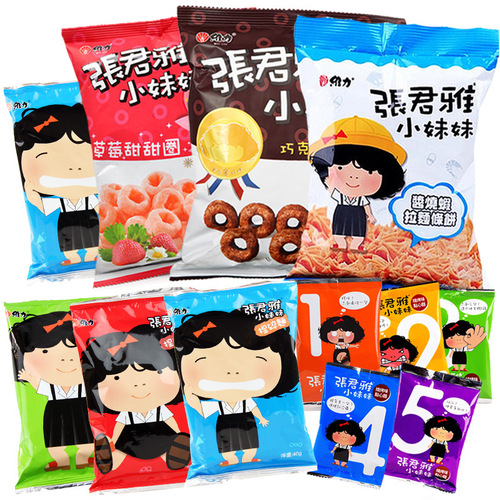 Taiwan imported Zhang Jun Ya little sister series snacks five-spice seaweed flavored donuts various flavors crispy noodles