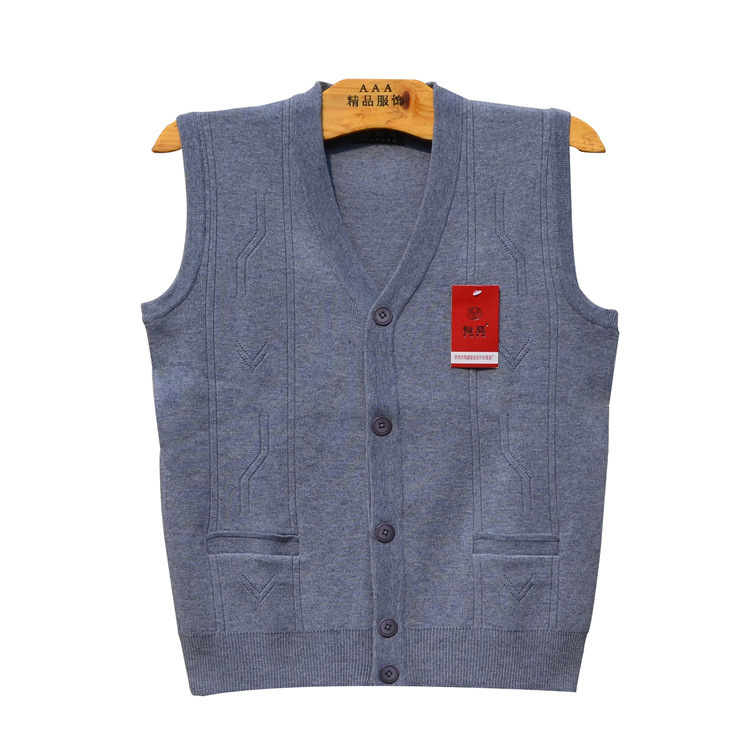 Middle-aged and elderly men's autumn and winter knitted cardigan vest father's thick warm plus size men's waistcoat waistcoat waistcoat