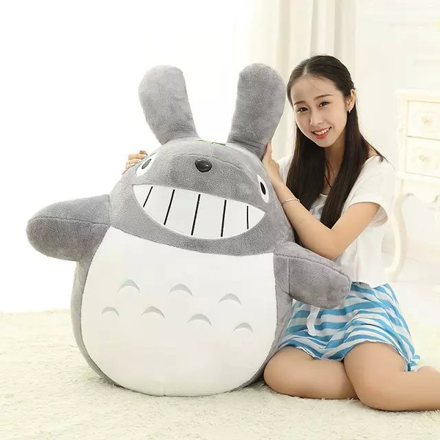 Peluche de gato gris, juguete de peluche grande, almohada de peluche, regalo de cumpleaños para niñas