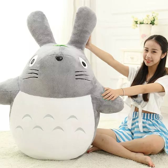 Peluche de gato gris, juguete de peluche grande, almohada de peluche, regalo de cumpleaños para niñas