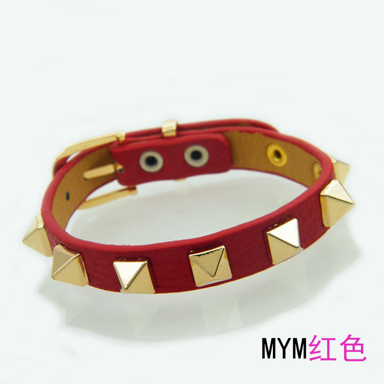 Punk-Armband im Nietenstil mit Litschi-Muster, Armband aus PU-Leder und modischem Streetwear-Design