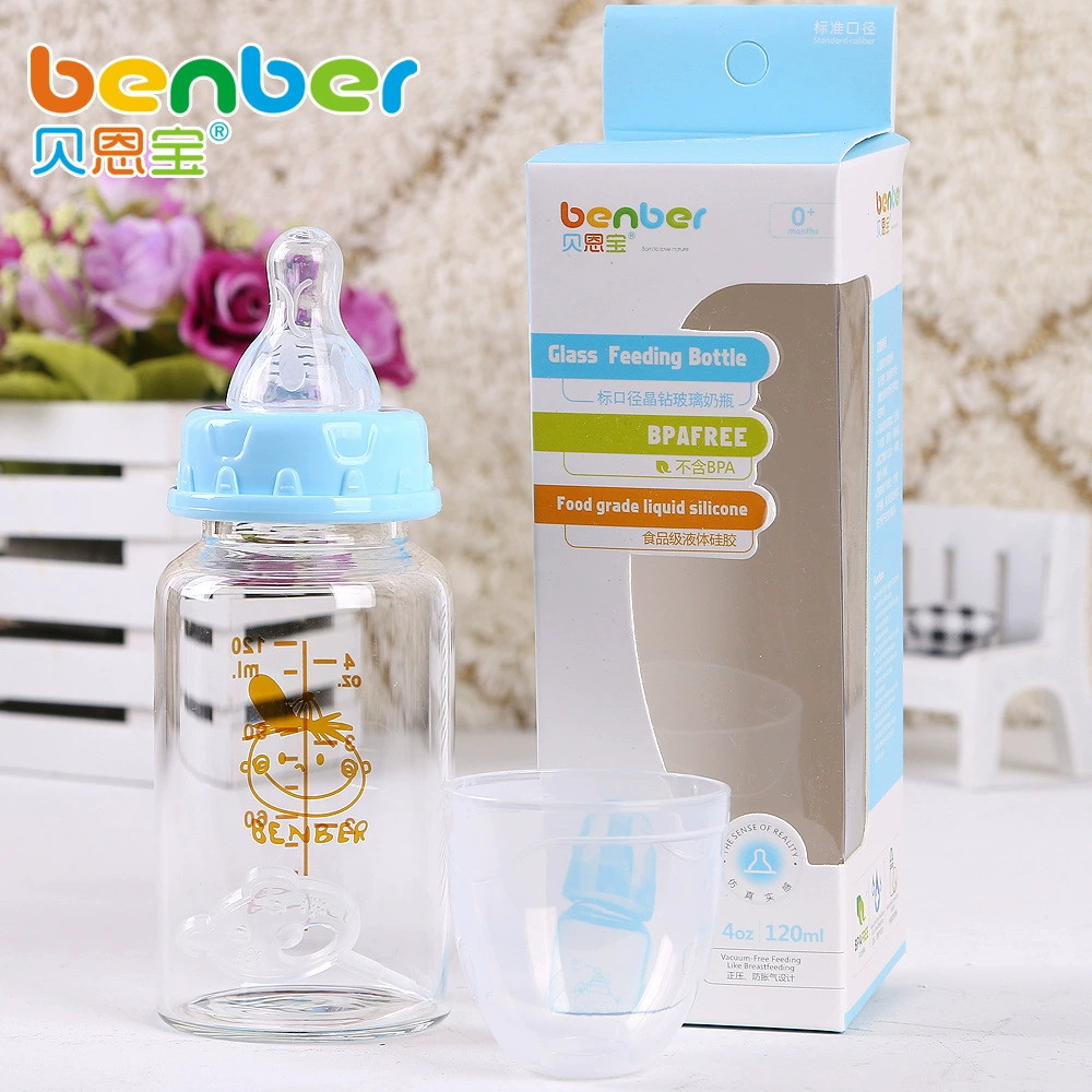贝恩宝 Anti-colic glass crooked design feeding bottle for new born for mother and baby, standard diameter, against bloating