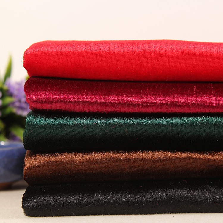 现货全涤纬编 电子绒平板天鹅绒金丝绒舞台装绒布面料