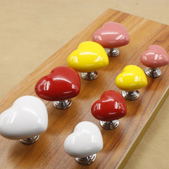 Colorful heart-shaped ceramic handle modern minimalist wardrobe drawer cabinet door Chinese single hole furniture hardware handle