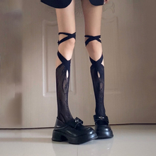 交叉绑带lolita袜子女可爱日系jk小腿袜甜辣洛丽塔百搭中筒分趾袜