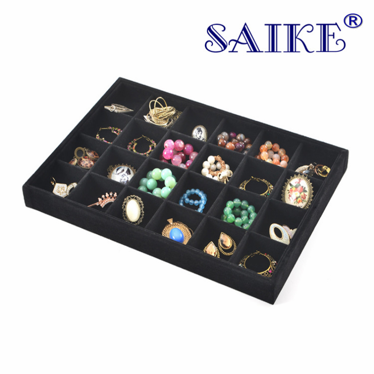 现货供应24格首饰盘展示盘首饰收纳盘首饰盒厂家批发珠宝陈列盒