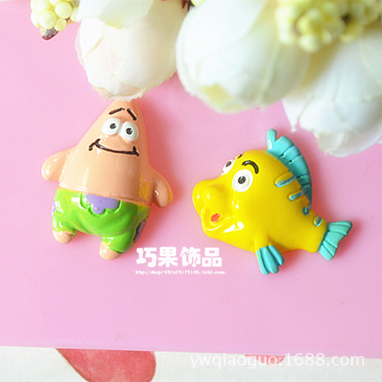 diy树脂配件卡通胖大星 黄鱼 儿童手工饰品发圈材料 冰箱贴DIY