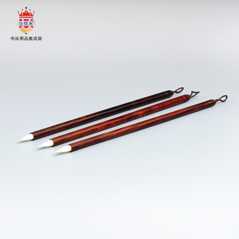 Red Sandalwood Pure Goat Hair Brush Calligraphy Small Regular Script Sutra Copy Freehand Flower And Bird Landscape Brush Small Regular Script Brush For Temples