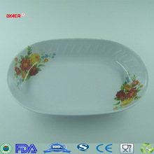 密胺餐具13.5寸美耐皿深腰盘椭圆波浪边印花塑料盘出口促销赠品