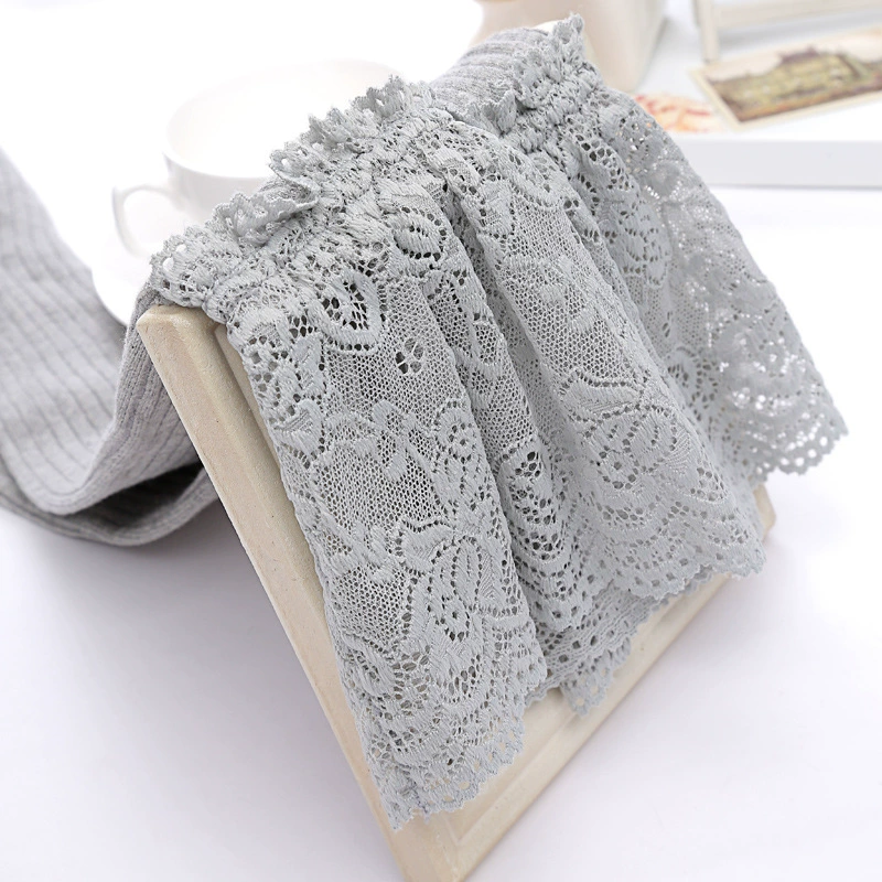 Over-the-Knee Lace-Top Cotton Knee Socks, Japanese Style, One Size, Ribbed Warmth