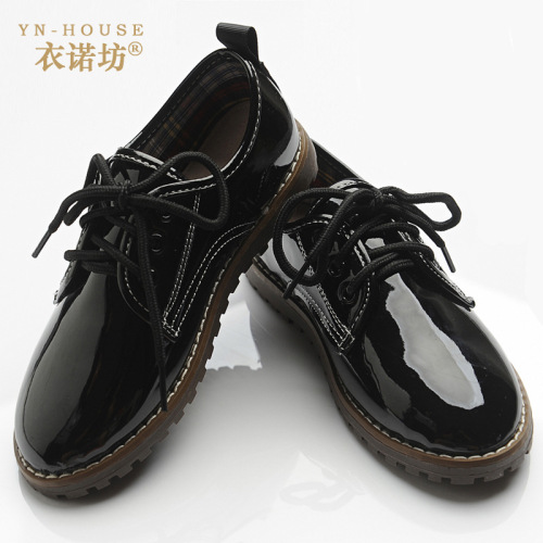 Yinuofang black leather shoes flower girl children's shoes versatile small shoes school performance boys performance shoes spring and autumn