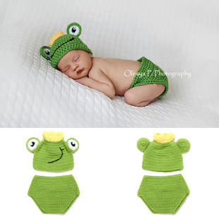 Cross-border boy frog shape baby Prince Photo suit Crown frog children woven hat factory wholesale