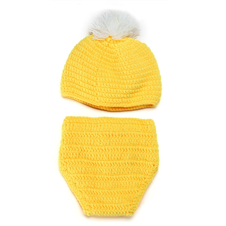 B.Duck, children's photography props, set, woolen woven knitted hat