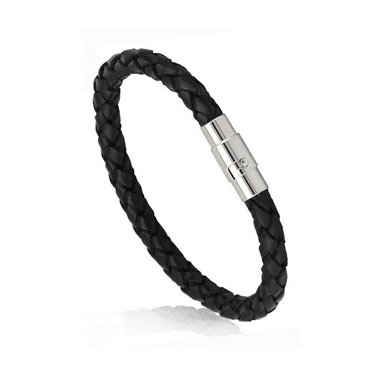 Cross-Border Black Handmade Magnetic Men's Bracelet Jewelry Wholesale Accessories Yiwu Small Commodities Gifts Leather Woven Bracelet