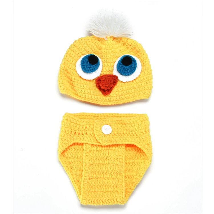B.Duck, children's photography props, set, woolen woven knitted hat