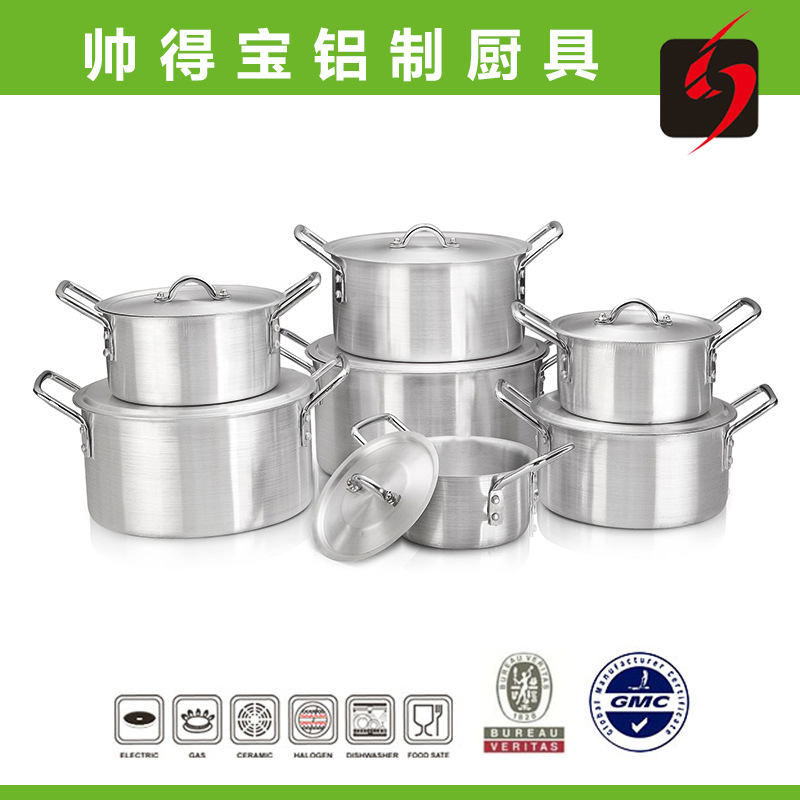 Doble fondo no recubierto olla traje de regalo J hogar lijado olla de aluminio de alta calidad cazuela sopa olla conjunto