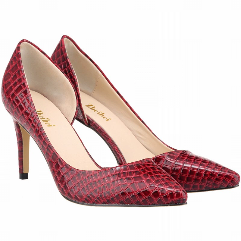 Niluk AliExpress Spring and Summer Korean Version New Pointed Stiletto Heels Crocodile Nightclub OL Women's Single Wedding Shoes Genuine