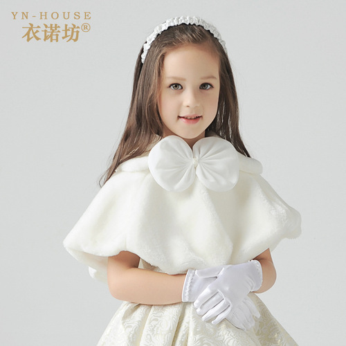 Amazon children's cape fur shawl small cape autumn and winter performance outing girls dress with warm cape