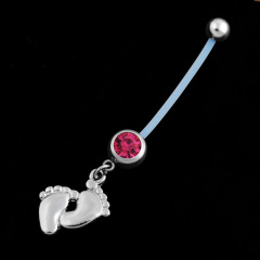 Cartoon little feet can be bent PV soft rods hanging pregnant navel ring belly button fastener recommended
