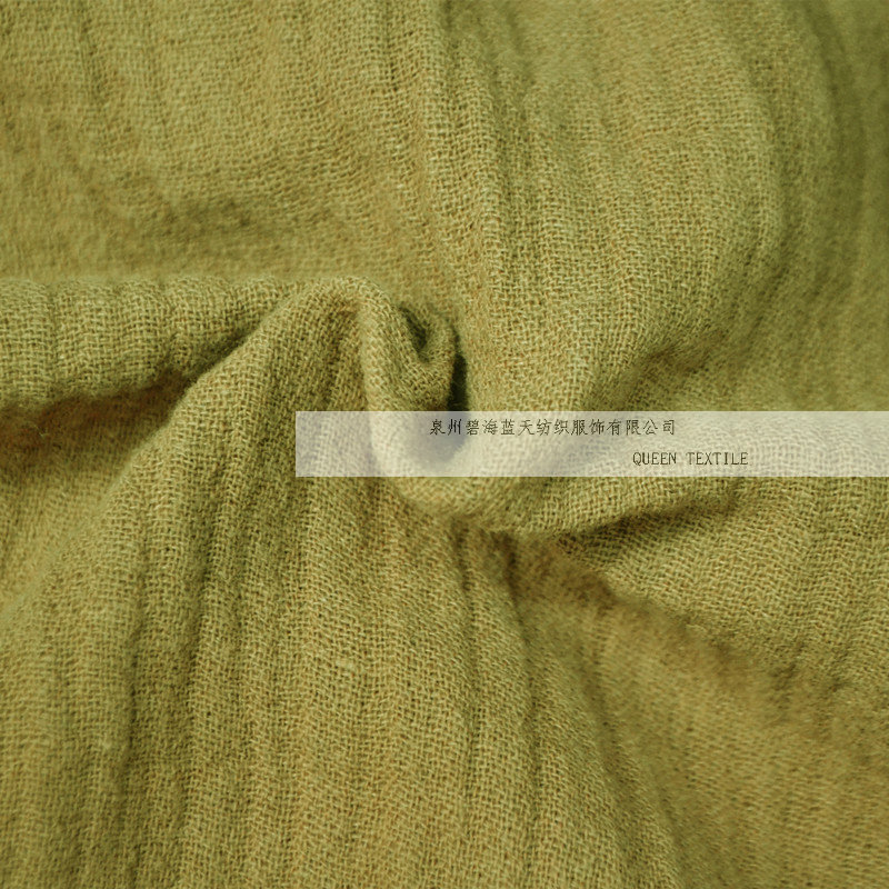 秋冬加厚麻棉双层布绉布 复古棉麻洗水布 秋冬文艺女装面料现货