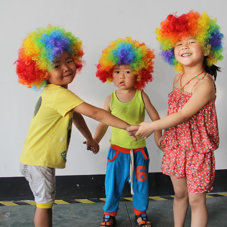 Explosive Head Curly Hair Wig for Kindergarten Children's Day Preschool Performance Headwear Funny Color Headgear Minions