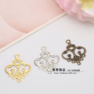 DIY jewelry accessories material 25*32mm crown iron flower gold/White K/bronze