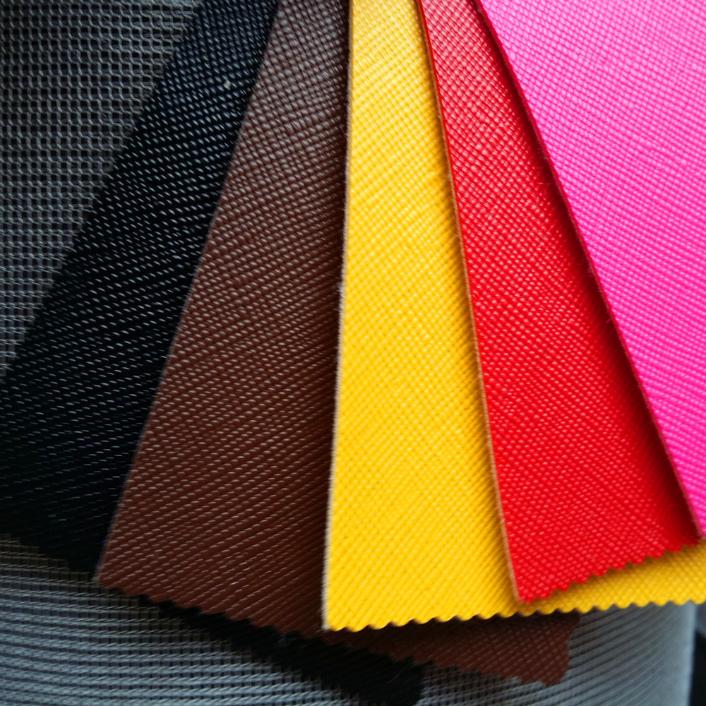 厂家批发1.1mm拉毛底多色女包革 十字纹牙签纹沙发pu面料人造革