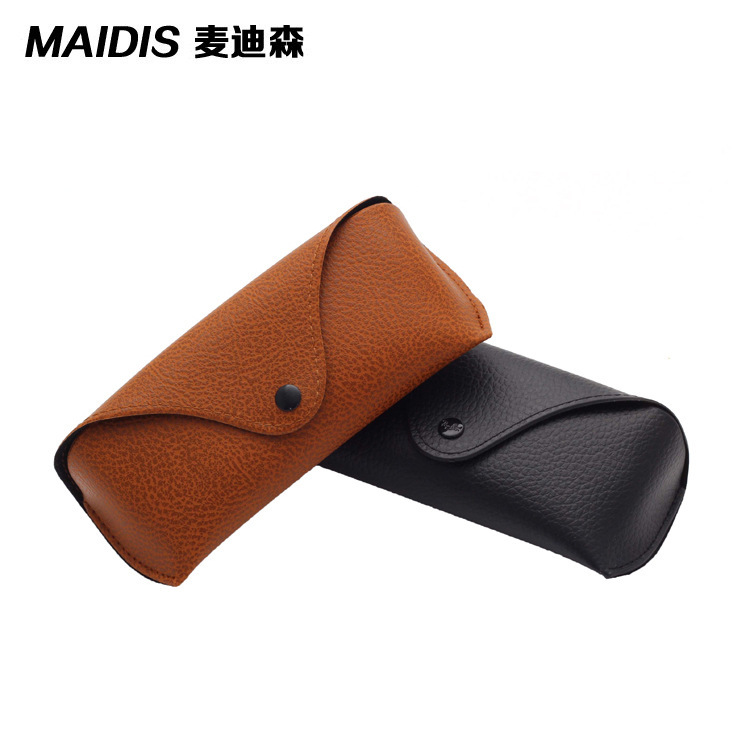 Jamie's Classic Trendy Artistic Style Black and Brown Sunglasses Case, Pressure-Resistant Lychee Pattern Eyeglasses Case, Sunglasses Case