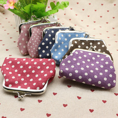 Linen polka dot coin purse, fabric coin bag, children's wallet bag, creative Taobao small gifts wholesale
